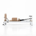 Aluminium and Wood Pilates Reformer Set, White Frame with Taupe Upholstery