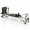 Aluminium and Wood Pilates Reformer with Black Upholstery