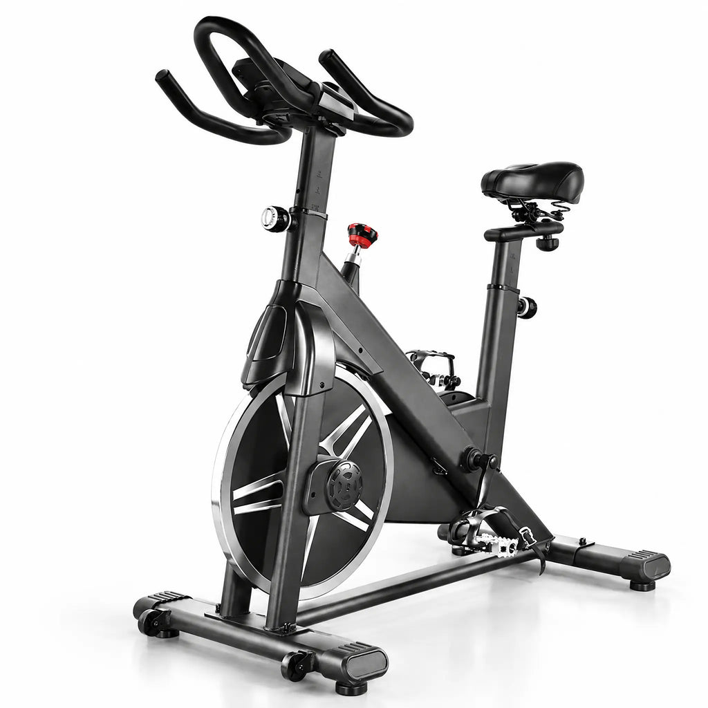 Black Magnetic Spin Bike with 6 kg Flywheel, Belt Drive and Resistance Knob
