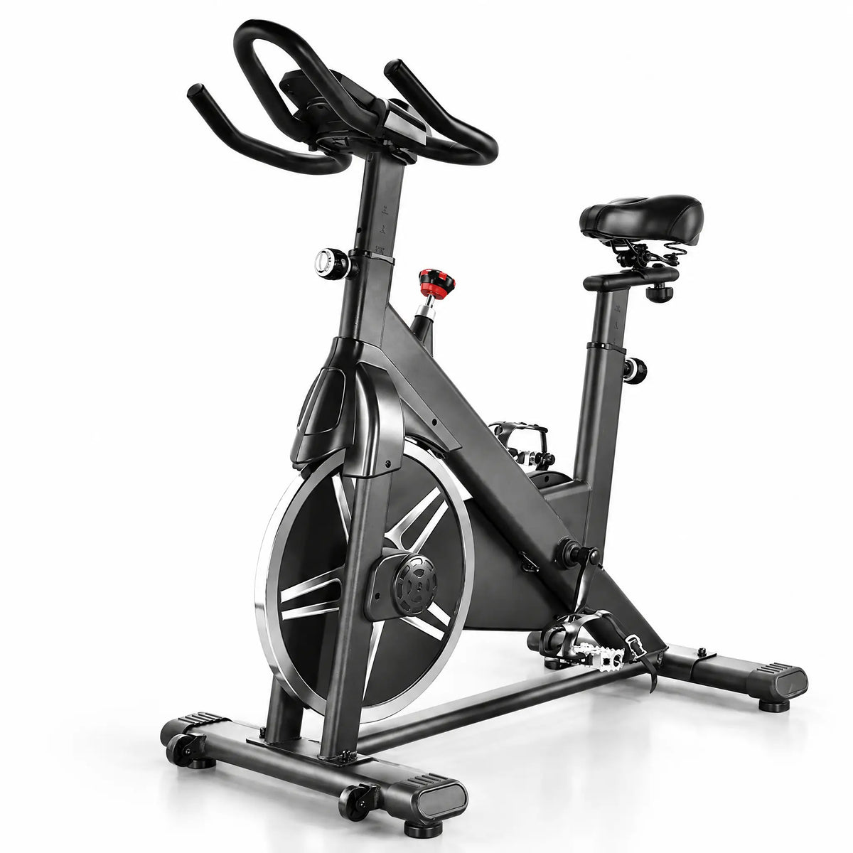 Black Spin Bike with 6 kg Flywheel, Belt Drive and Resistance Knob