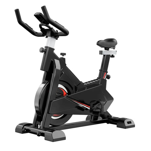 Black Spin Bike with 8 kg Flywheel, Resistance Lever and LCD Display
