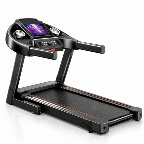 Foldable Electric Treadmill with Large Display, Incline and Cup Holders