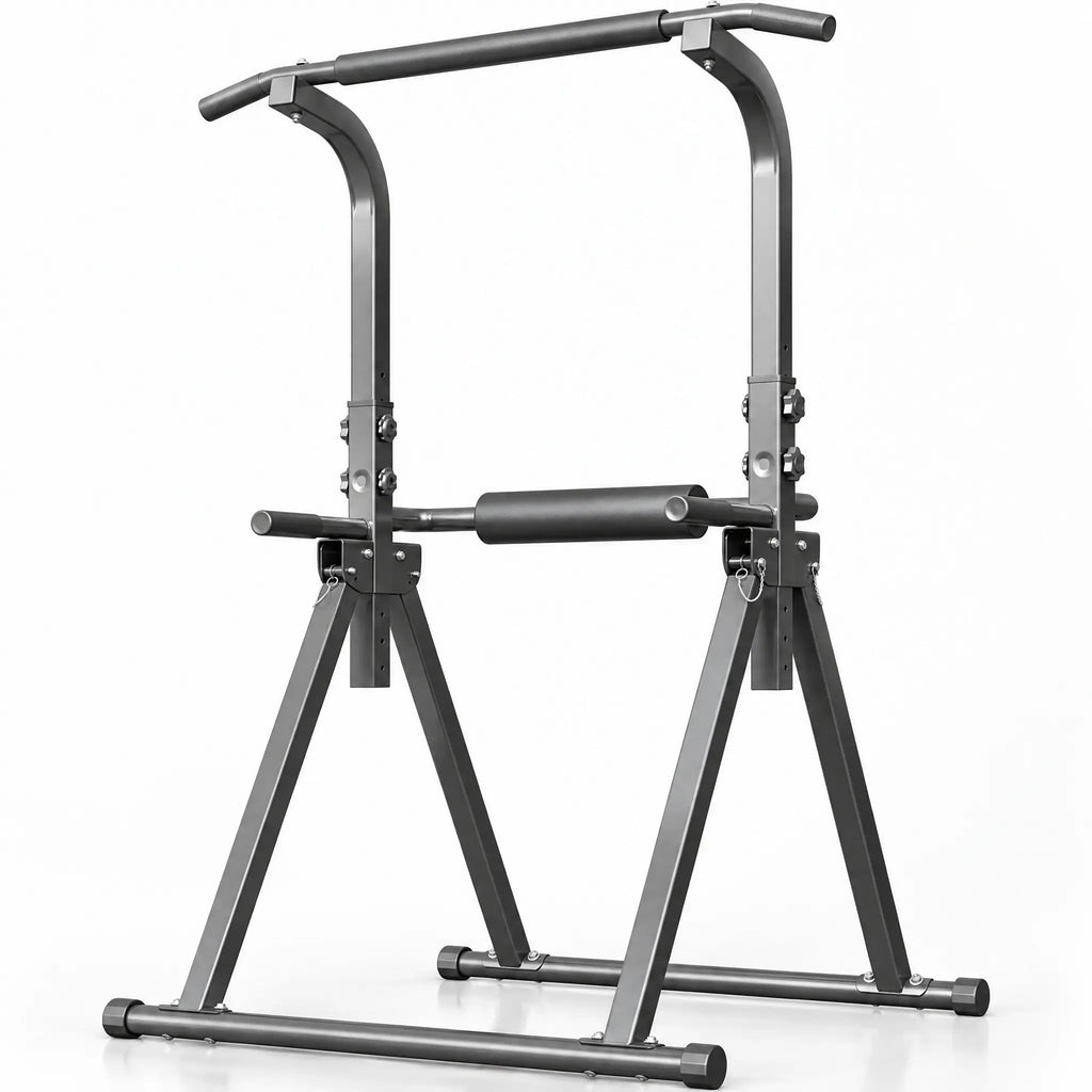 Foldable Free-Standing Pull-Up Station with Adjustable Height and Optional Armrests