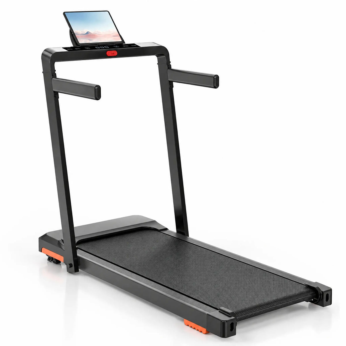 Foldable Home Treadmill with Handrails, Touch LED Display and Tablet Holder
