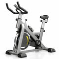 Grey Spin Bike with Yellow Accents, 6 kg Flywheel and LCD Display