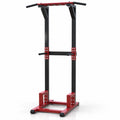 Tall Open-Frame Power Tower in Red and Black with Pull-Up Bar and Dip Handles