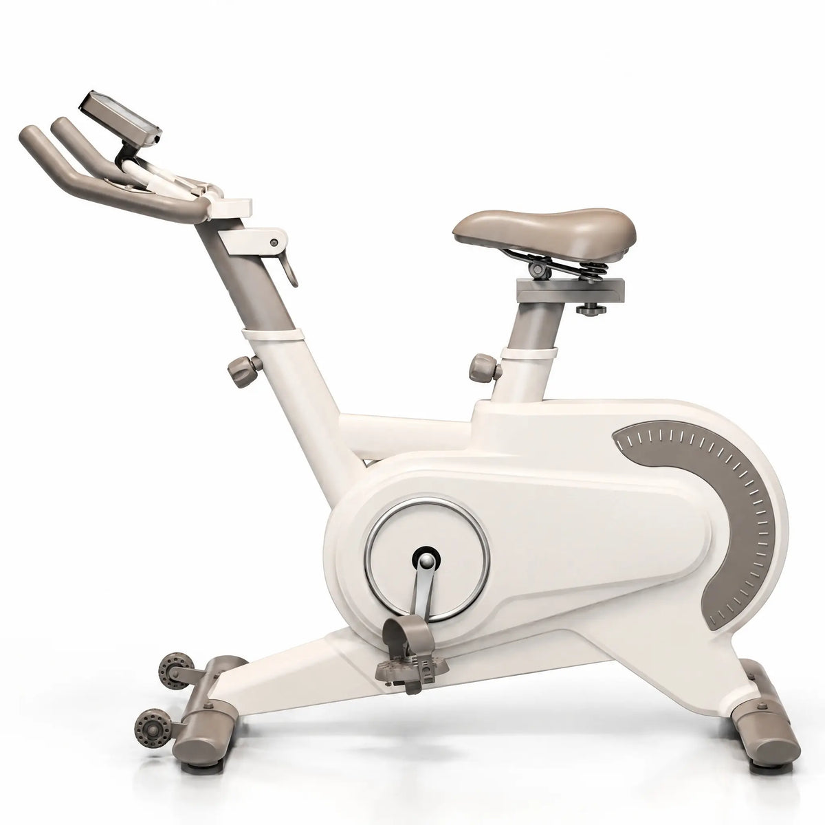 White Magnetic Exercise Bike with Belt Drive, 4 kg Flywheel and LCD Display