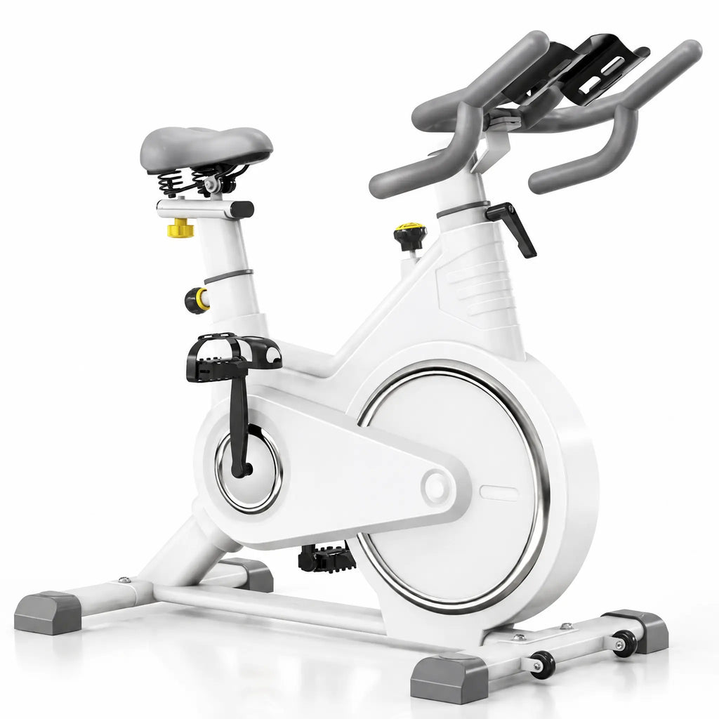 White Magnetic Spin Bike with 8 kg Flywheel, Tablet Holder and 150 kg Capacity