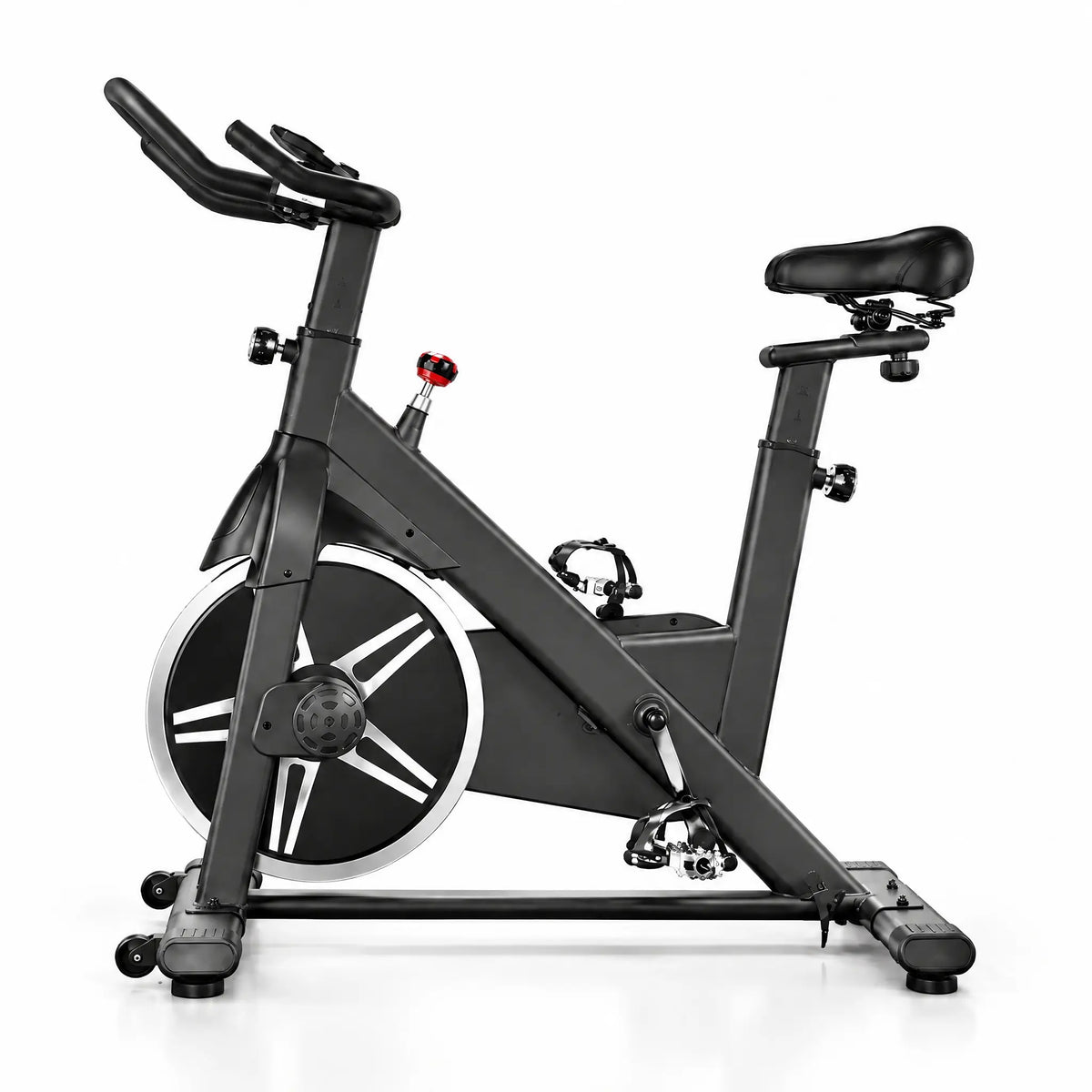 Black Magnetic Spin Bike with 6 kg Flywheel, Belt Drive and Resistance Knob