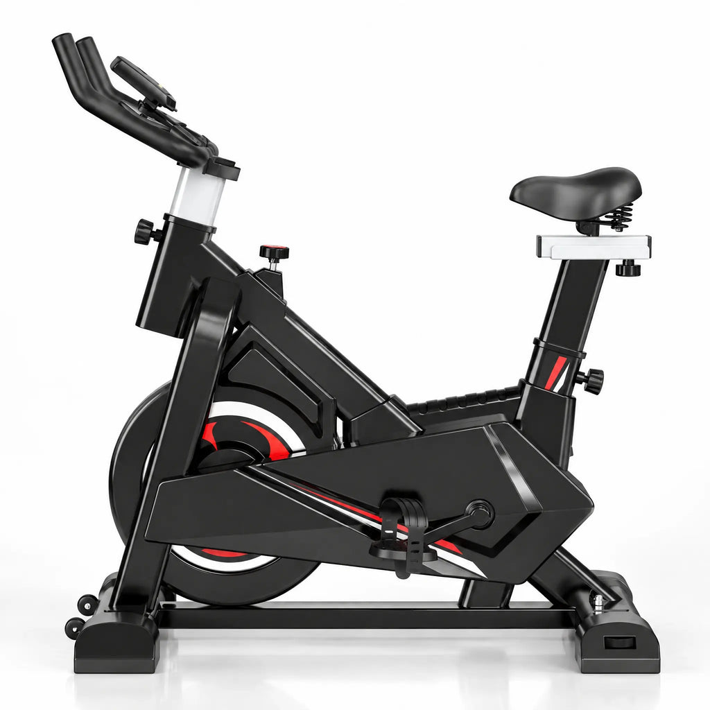 Black Spin Bike with 8 kg Flywheel, Resistance Lever and LCD Display
