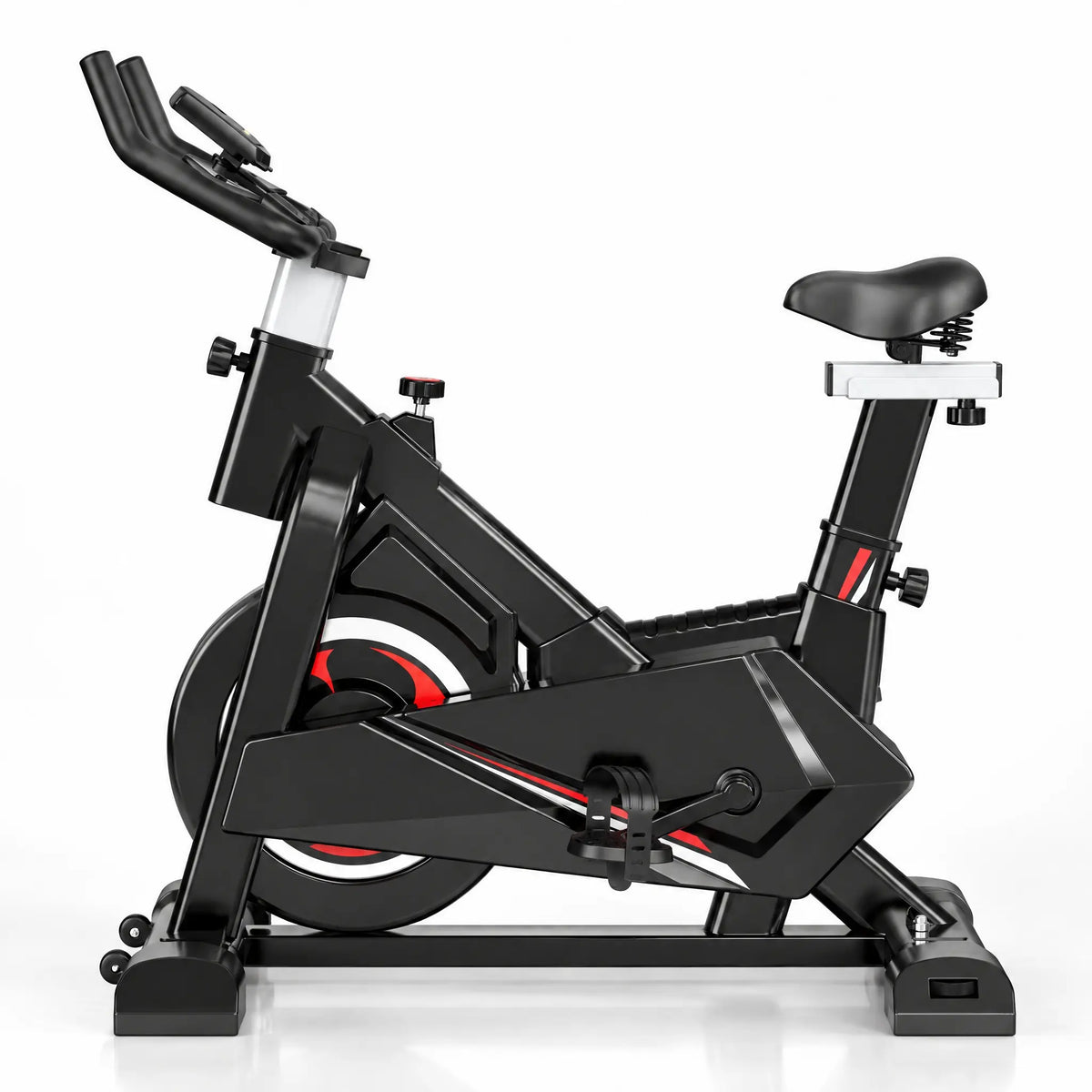 Black Spin Bike with 8 kg Flywheel, Resistance Lever and LCD Display