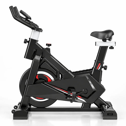 Black Spin Bike with 8 kg Flywheel, Resistance Lever and LCD Display