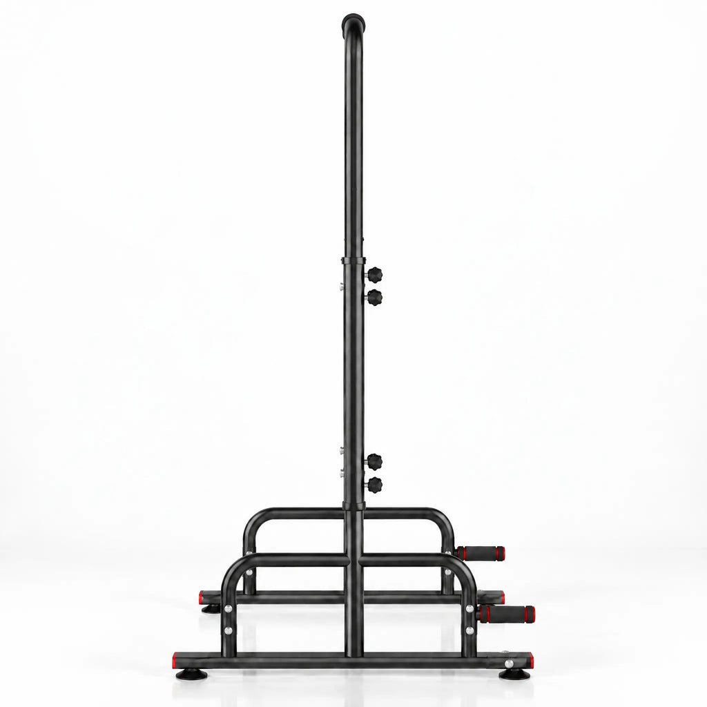 Free-Standing Pull-Up Frame with Height-Adjustable Bar and Push-Up Handles