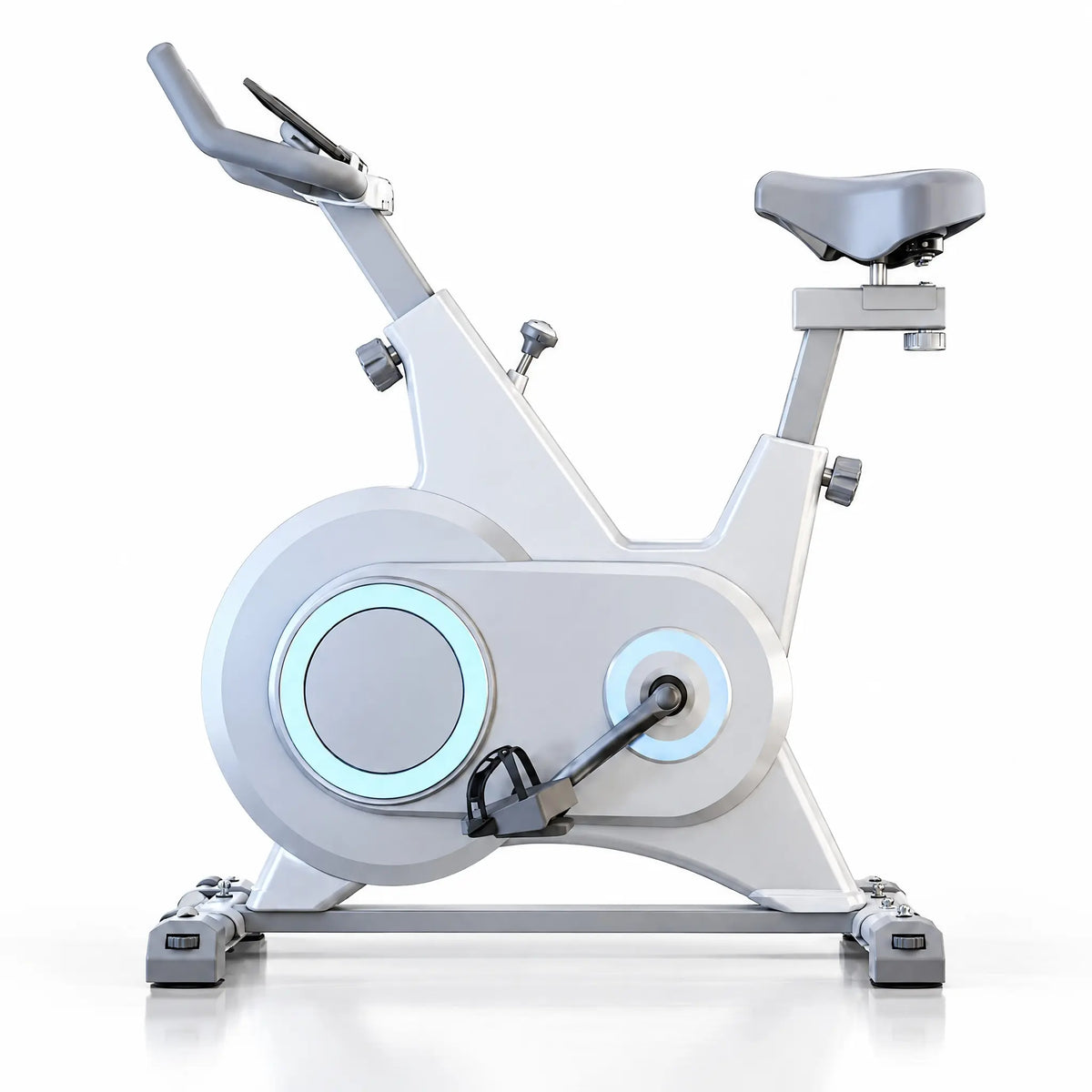 Magnetic Exercise Bike with Belt Drive, Enclosed Flywheel and Tablet Holder, White
