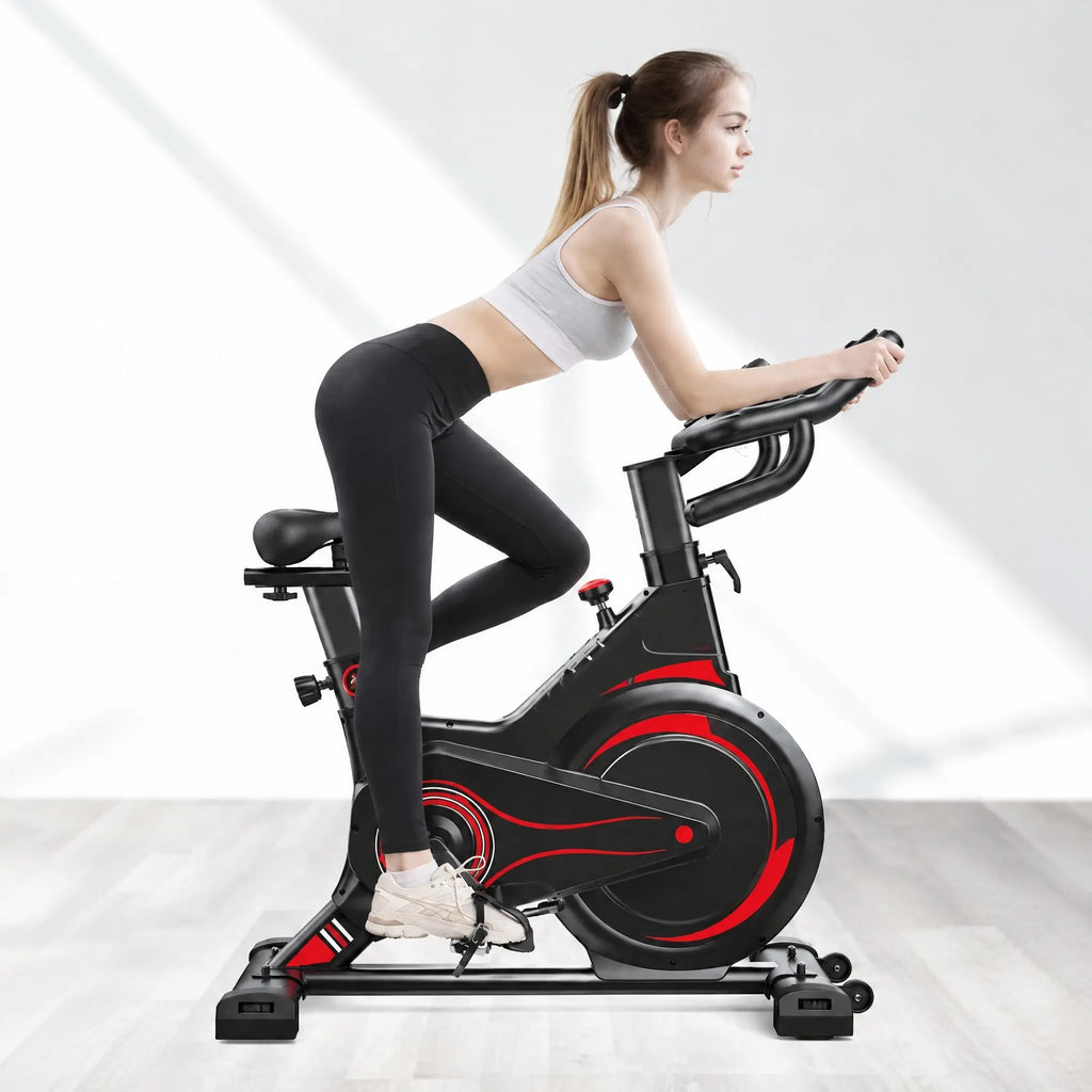 Magnetic Spin Bike with 5 kg Covered Flywheel, Push-to-Stop Knob and Tablet Holder