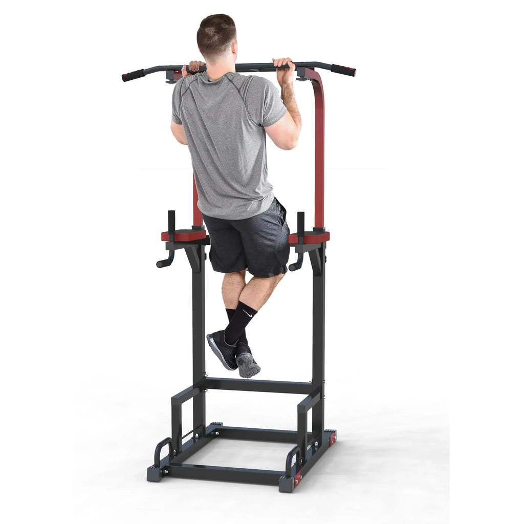 Adjustable Power Tower with Knee Raise Backrest, Dip Handles and Push-Up Base