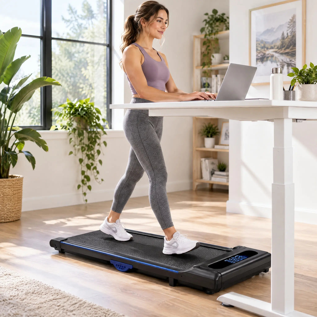 Compact Slim Walking Pad with LED Display and Remote Control, Black