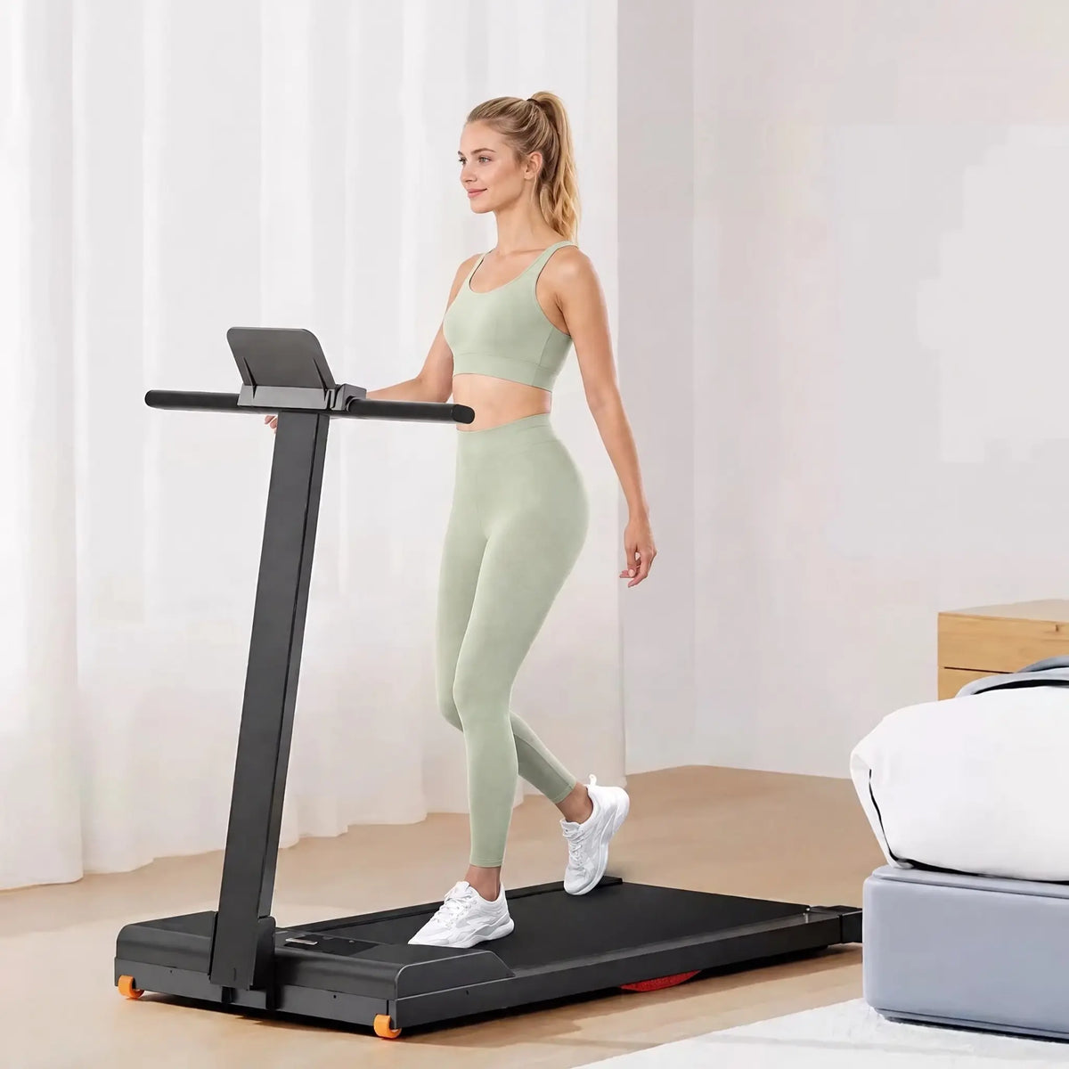 Foldable Treadmill with Upright Console, 2.0 HP Motor and Remote Control
