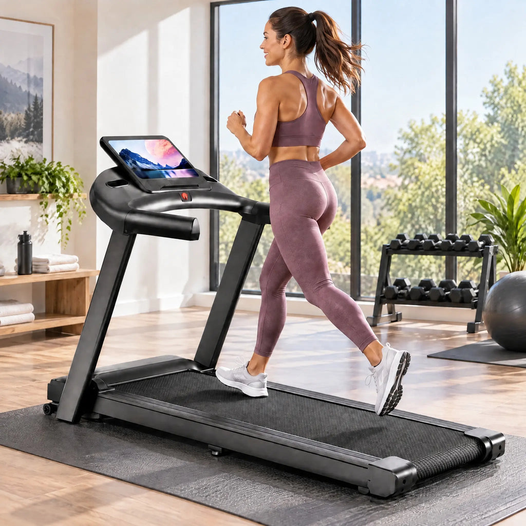 Folding Home Treadmill with Large Display, Handrails and 2.0 HP Motor