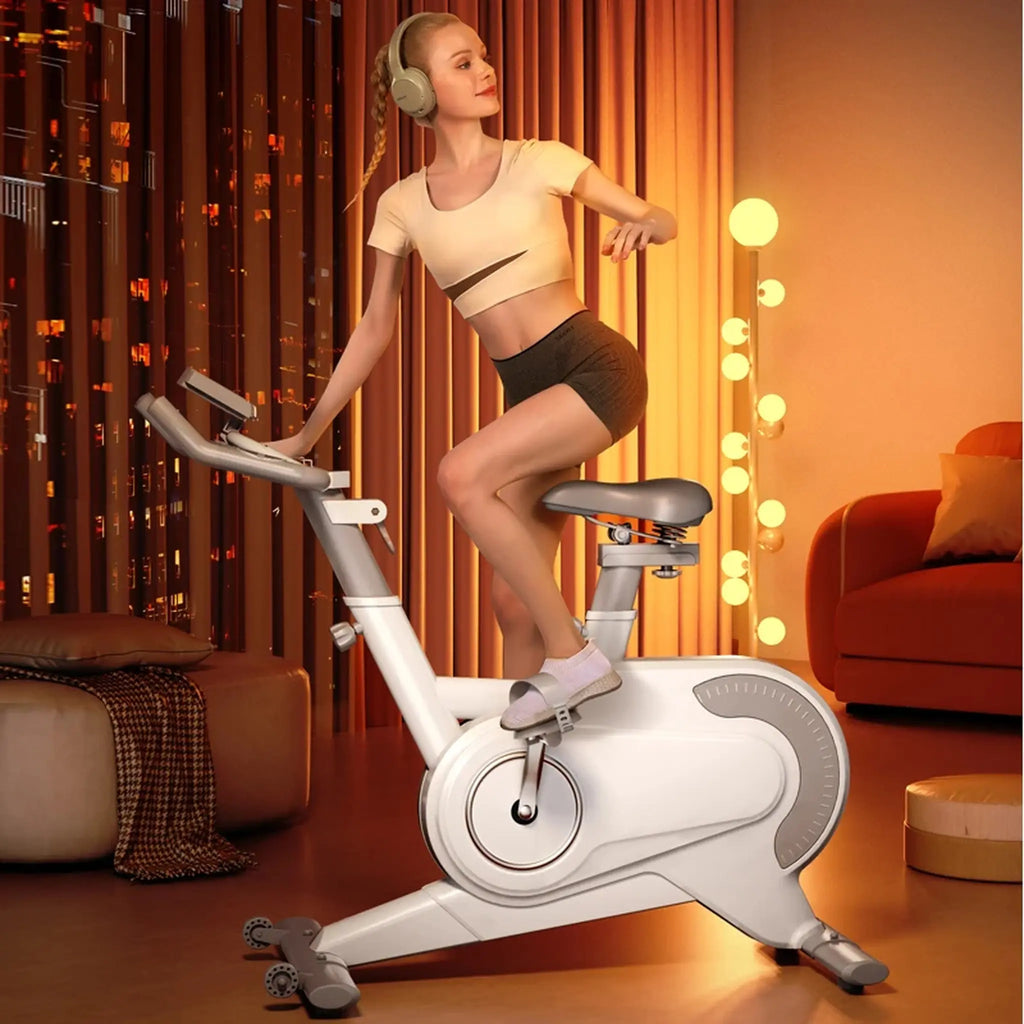 White Magnetic Exercise Bike with Belt Drive, 4 kg Flywheel and LCD Display