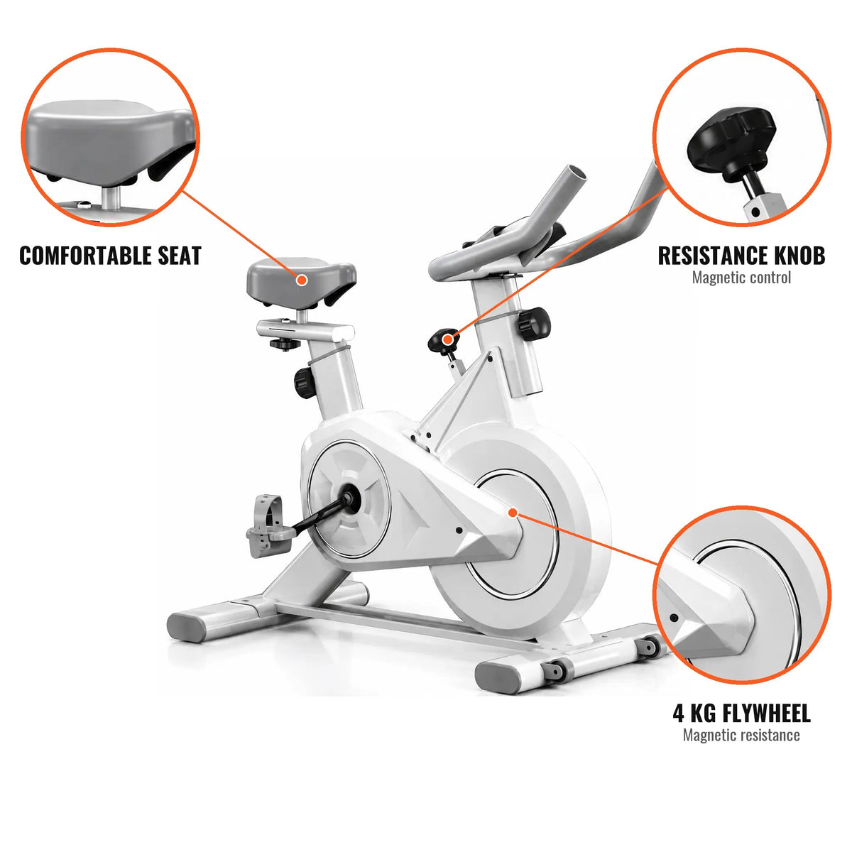 Compact Magnetic Spin Bike with 4 kg Flywheel and LCD Display