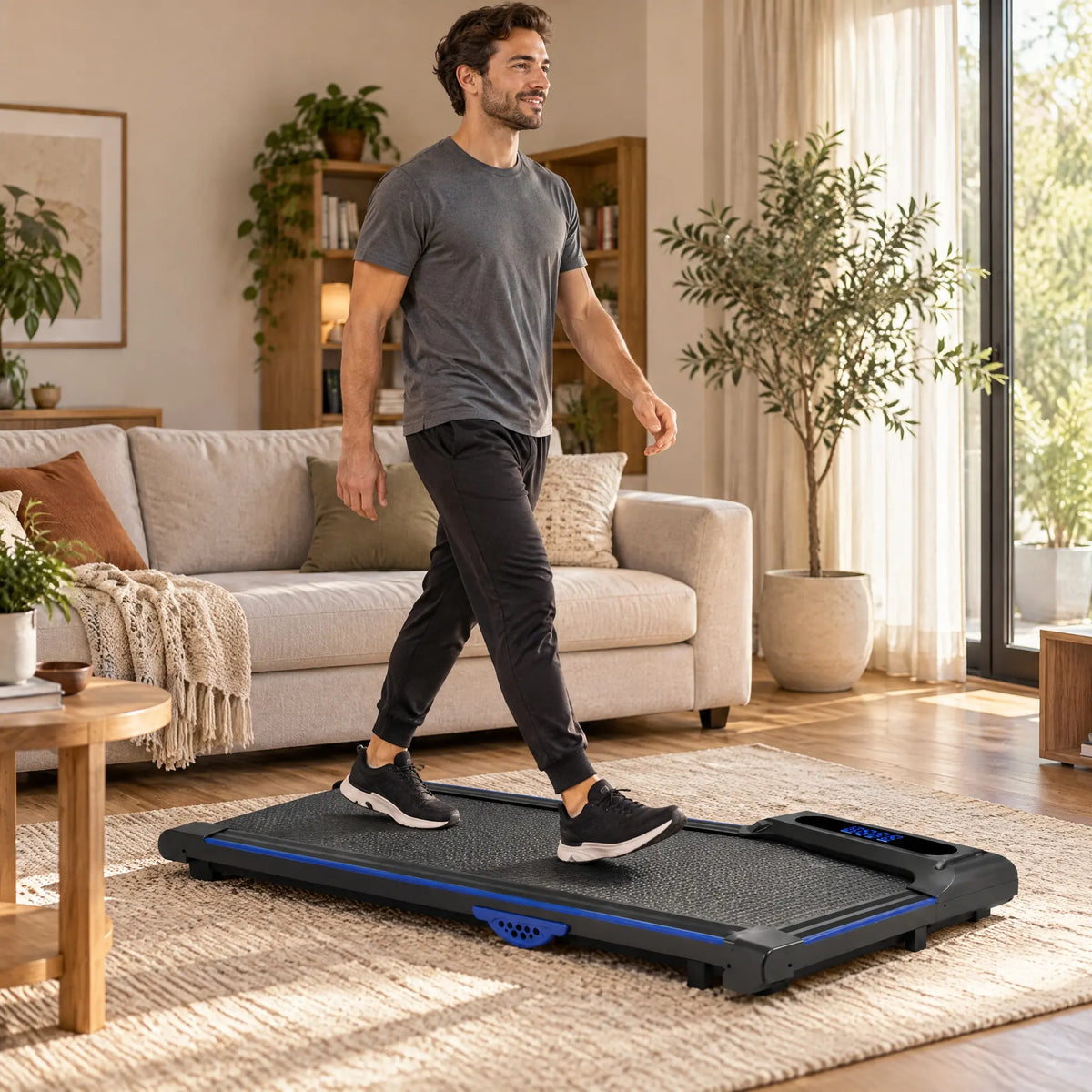 Compact Slim Walking Pad with LED Display and Remote Control, Black