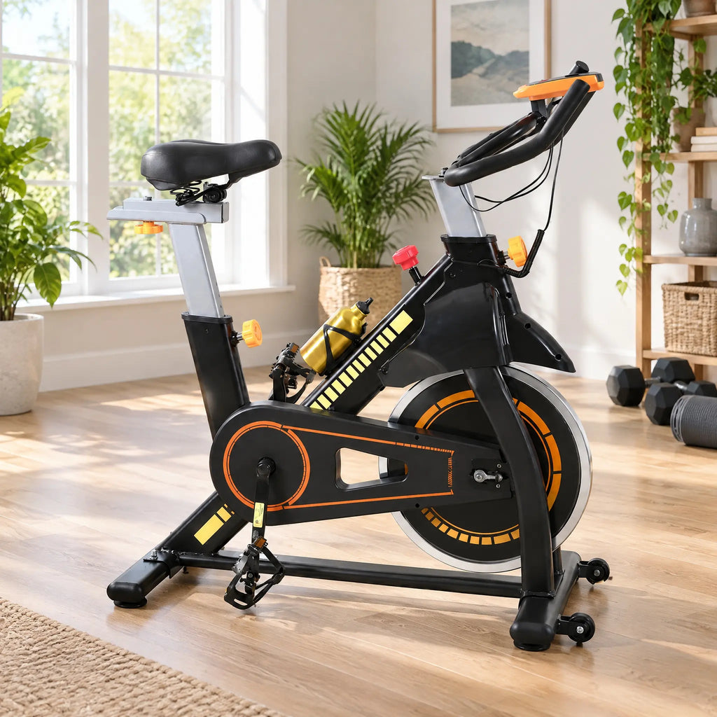 Black Spin Bike with 13 kg Flywheel, Magnetic Resistance and Bottle Holders
