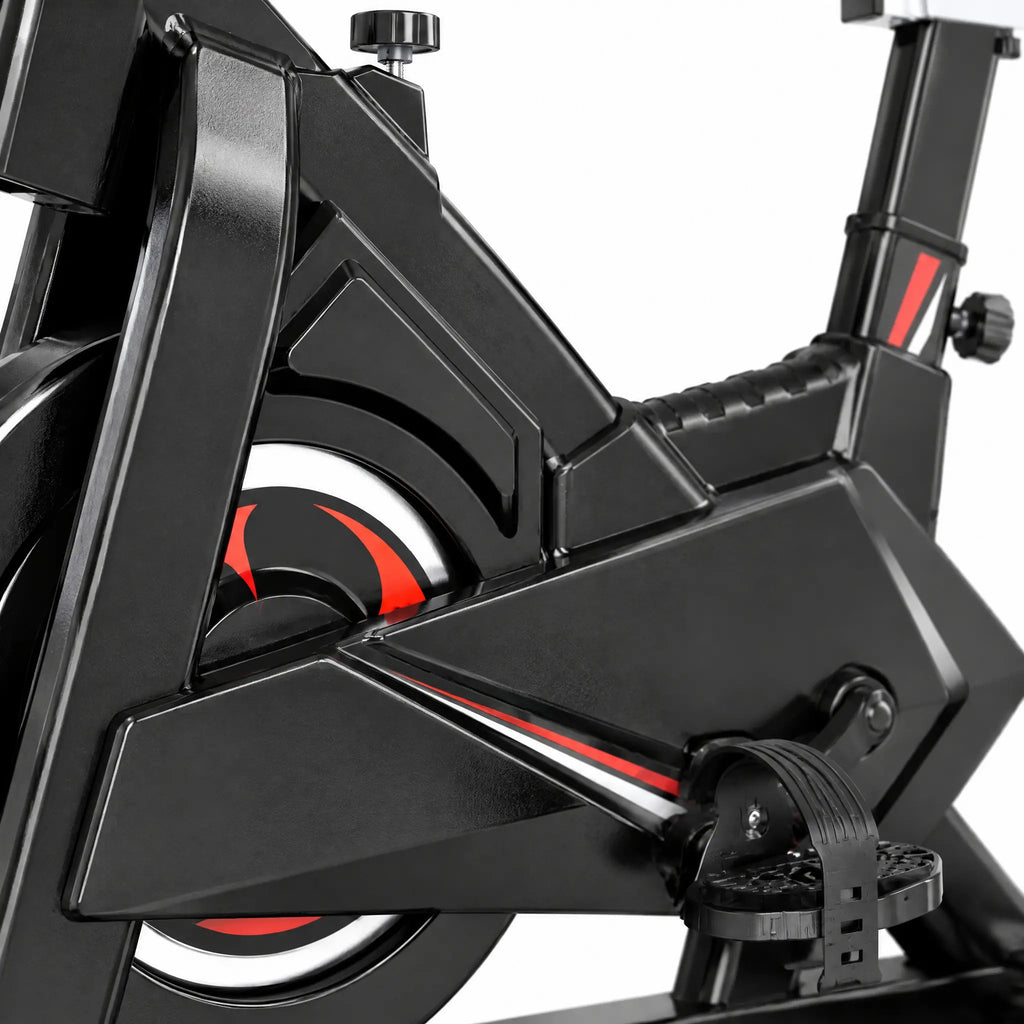 Black Spin Bike with 8 kg Flywheel, Resistance Lever and LCD Display
