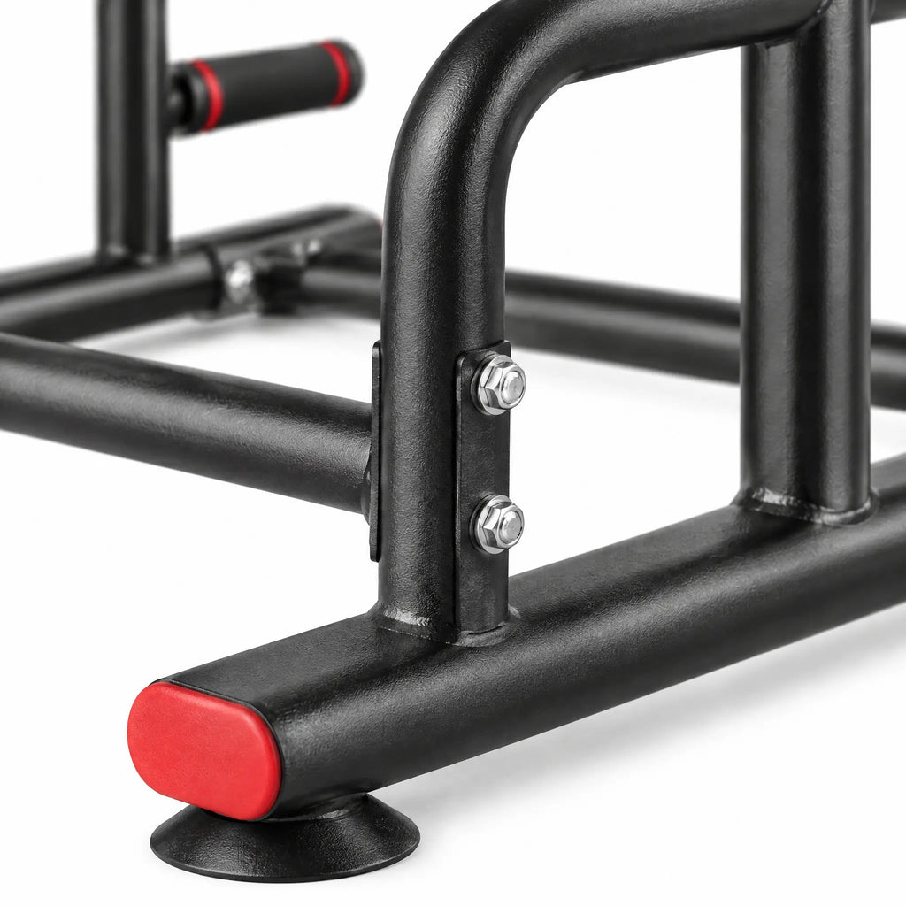 Free-Standing Pull-Up Frame with Height-Adjustable Bar and Push-Up Handles
