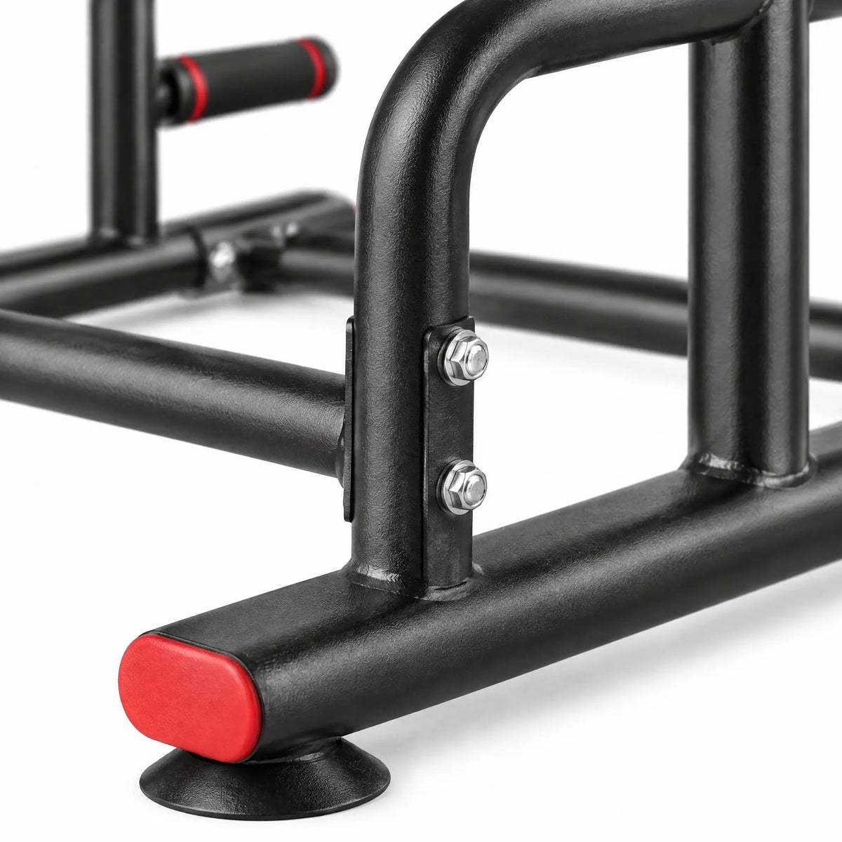 Free-Standing Pull-Up Frame with Height-Adjustable Bar and Push-Up Handles
