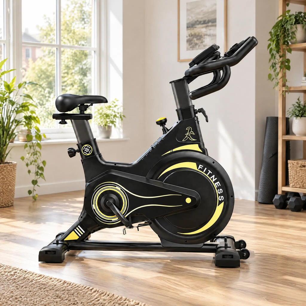 Magnetic Spin Bike with 5 kg Covered Flywheel, Push-to-Stop Knob and Tablet Holder