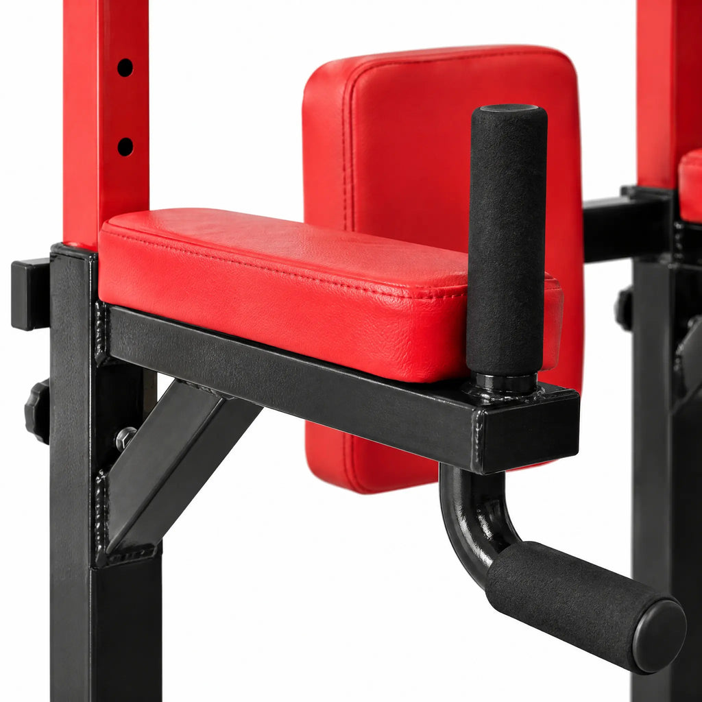 Adjustable Power Tower with Knee Raise Backrest, Dip Handles and Push-Up Base