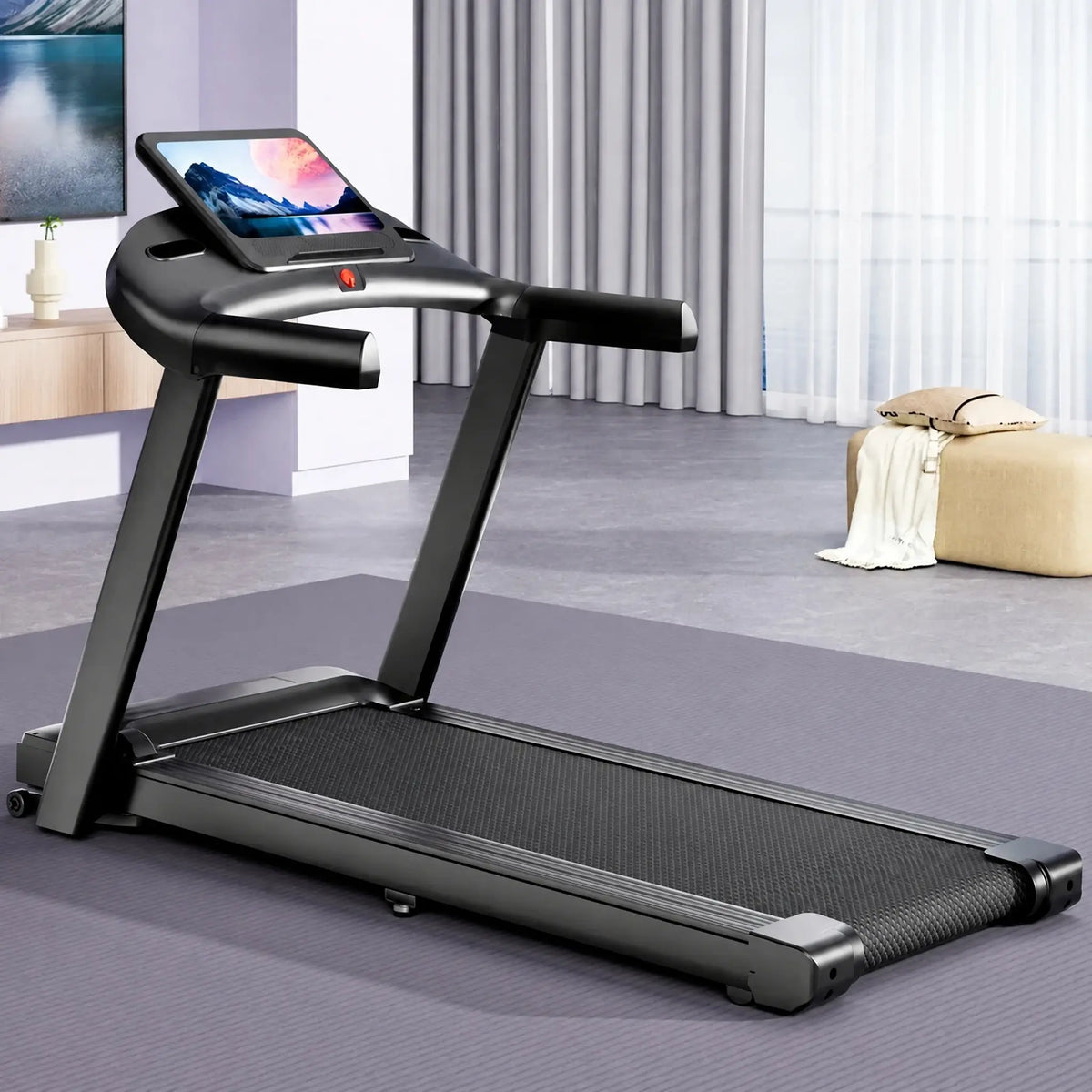 Folding Home Treadmill with Large Display, Handrails and 2.0 HP Motor