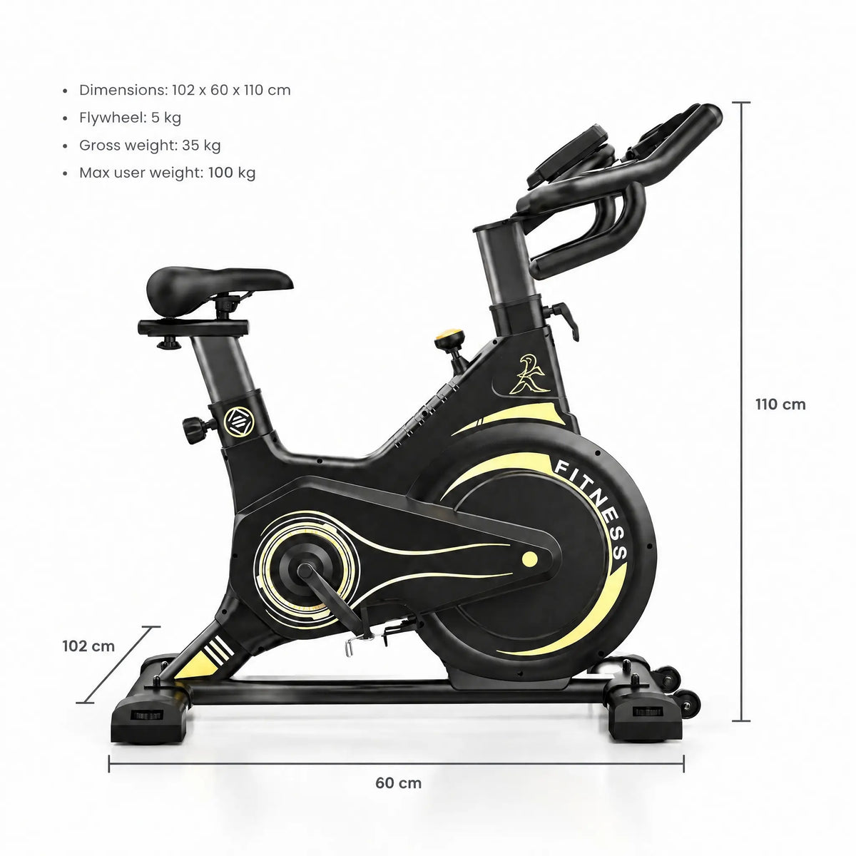 Magnetic Spin Bike with 5 kg Covered Flywheel, Push-to-Stop Knob and Tablet Holder