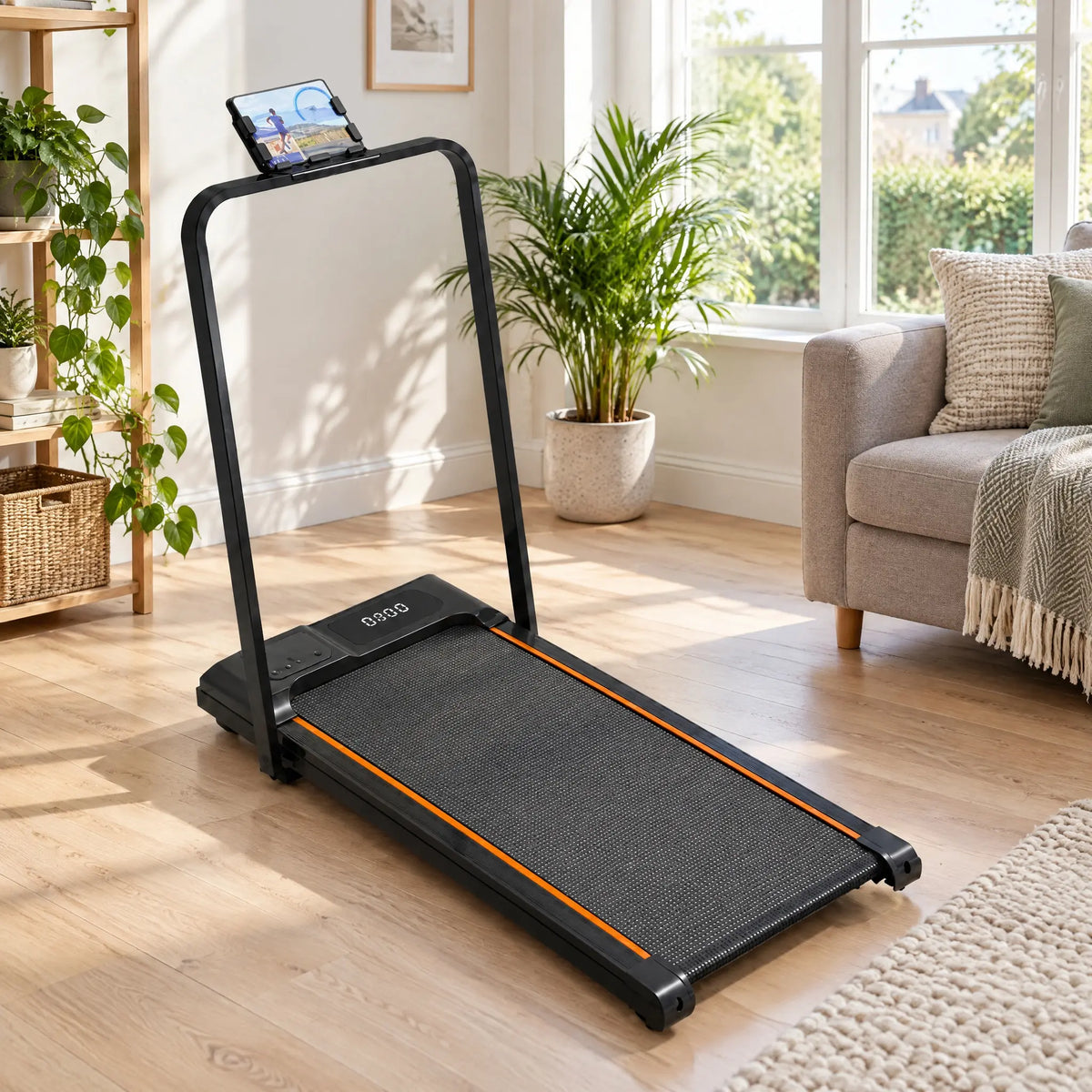 Mini Foldable Walking Pad with Handrail, Phone Holder and Remote Control