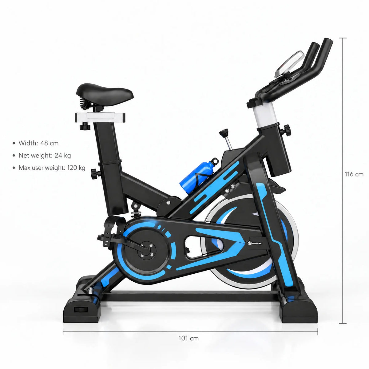 Spin Bike with 6 kg Flywheel, Bottle Holder and LCD Display