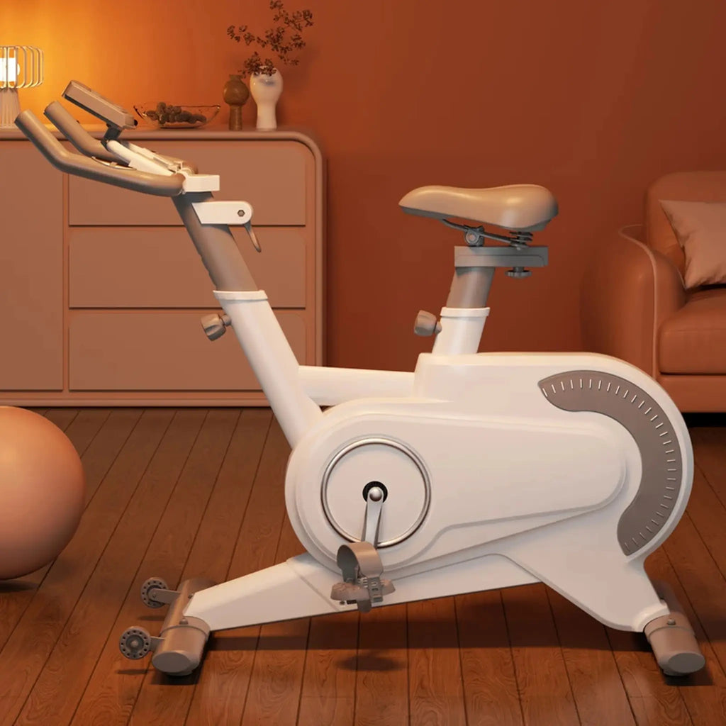 White Magnetic Exercise Bike with Belt Drive, 4 kg Flywheel and LCD Display
