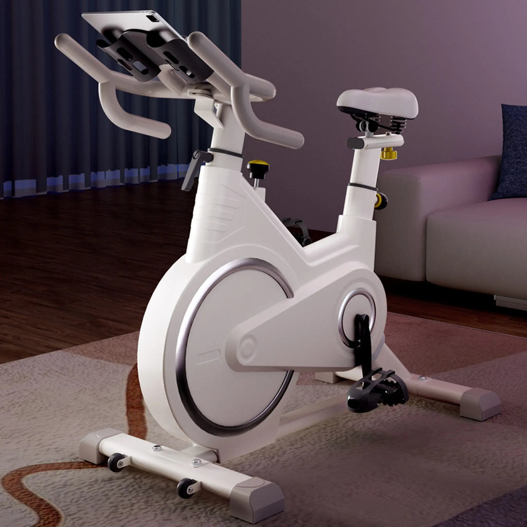 White Magnetic Spin Bike with 8 kg Flywheel, Tablet Holder and 150 kg Capacity