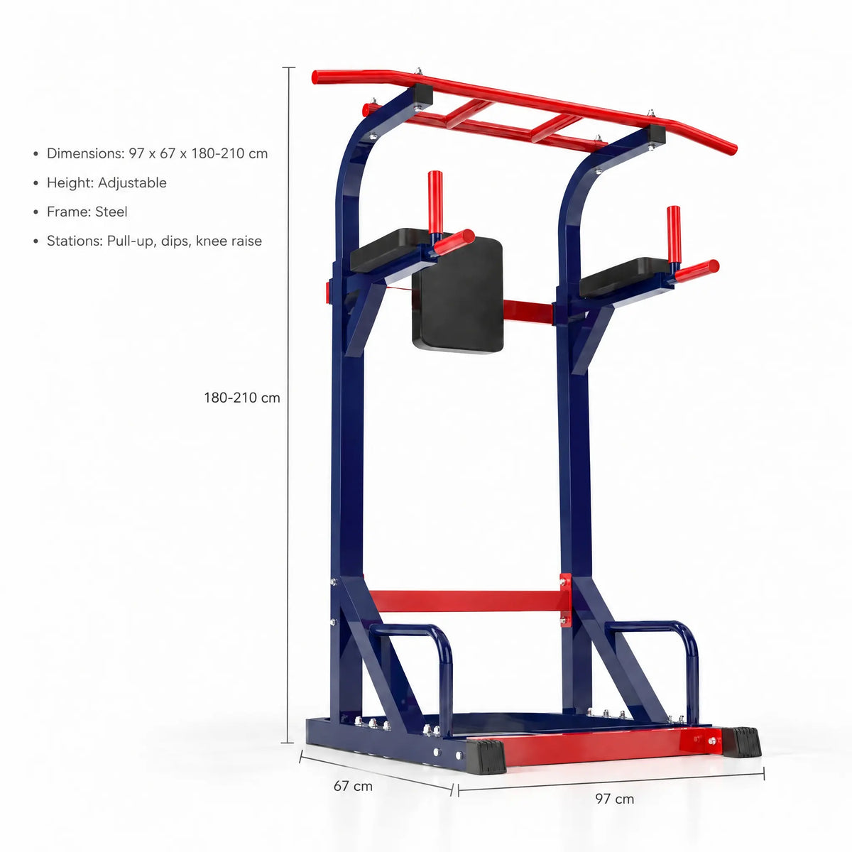 Power Tower with Multi-Grip Pull-Up Bar and Padded Dip Arms