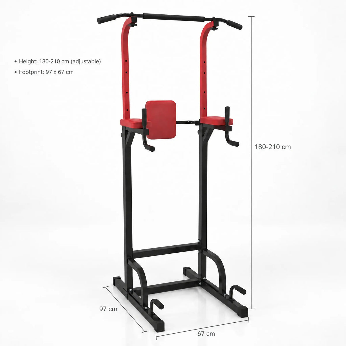 Steel Power Tower with Pull-Up Bar, Padded Dip Arms and Knee Raise Backrest