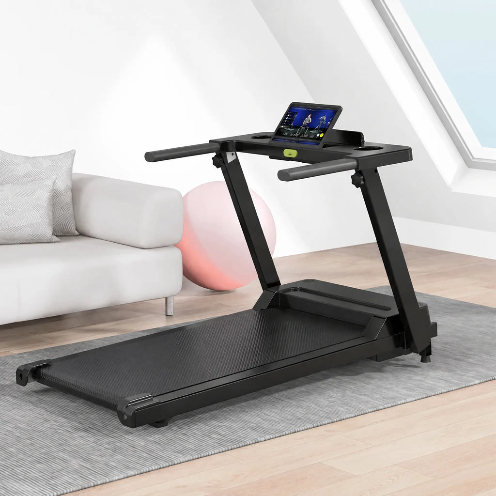 Folding Motorised Treadmill with 12 Programmes, Cup Holders and Tablet Tray